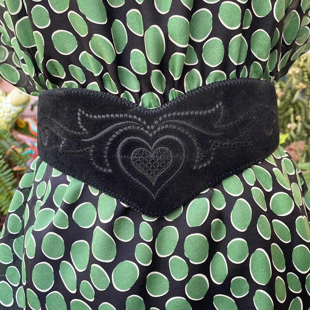 Vintage embroidered suede belt